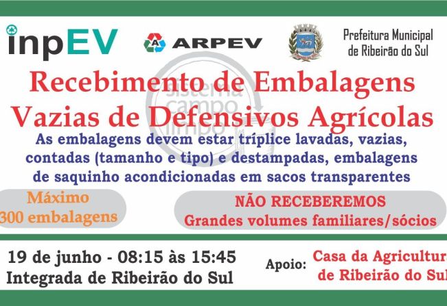 RECEBIMENTO DE EMBALAGENS VAZIAS DE DEFENSIVOS AGRÍCOLAS